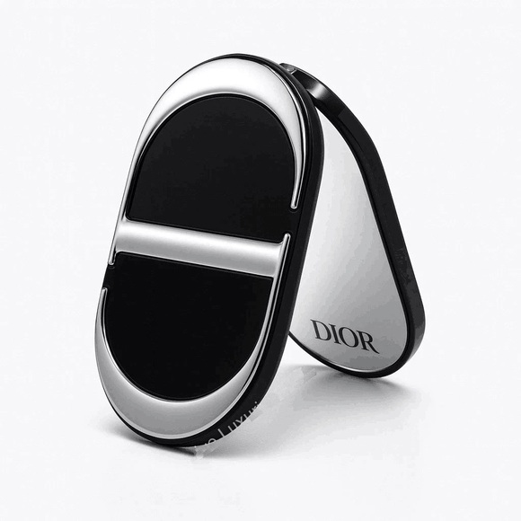 DIOR BEAUTY CD Logo Dual Mirror Phone Ring Metal Holder Stand - Silver/Black - Picture 2 of 8